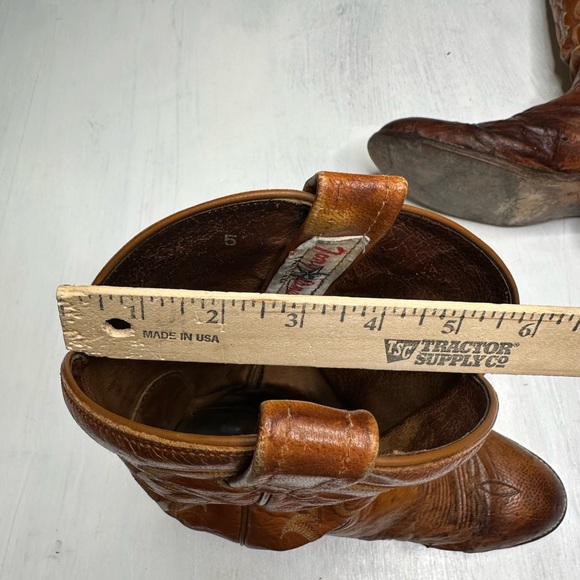 Tony Lama Vintage Ostrich Leather Western Boots Mens 9 D Brown USA - Picture 16 of 16